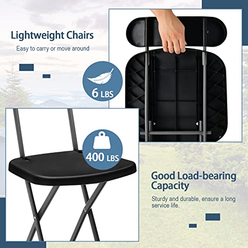 Black 400lbs Plastic Folding Chair Set with Steel Frame K42702