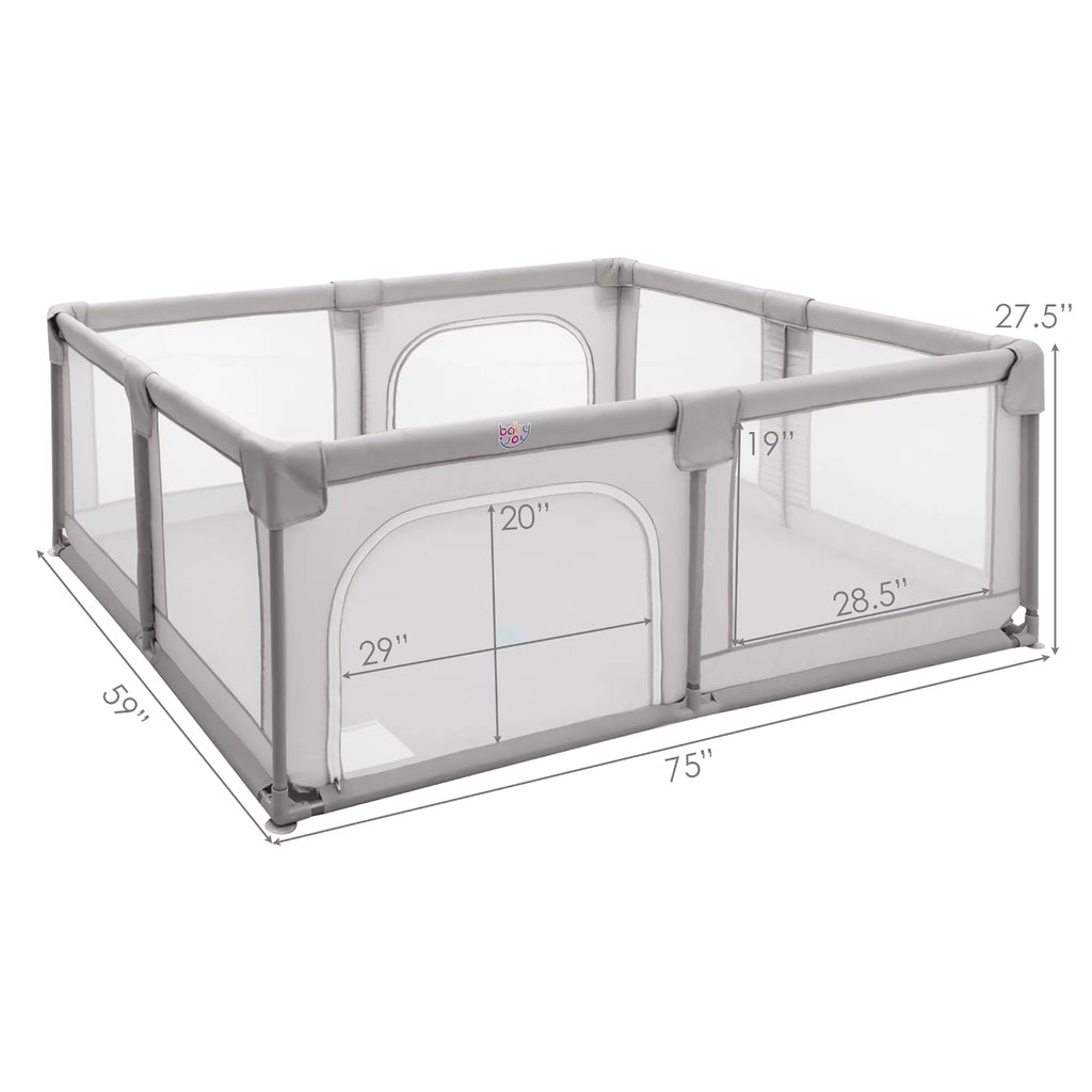 Extra Large Kids Playpen with Gate Gray Y22986