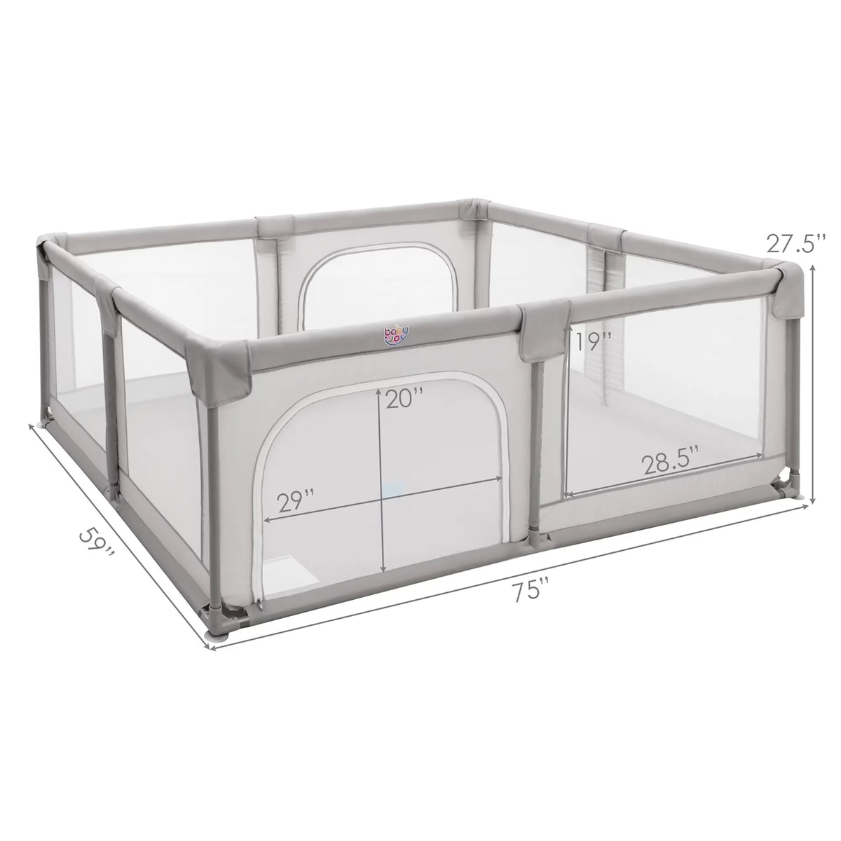 Extra Large Kids Playpen with Gate Gray Y22986