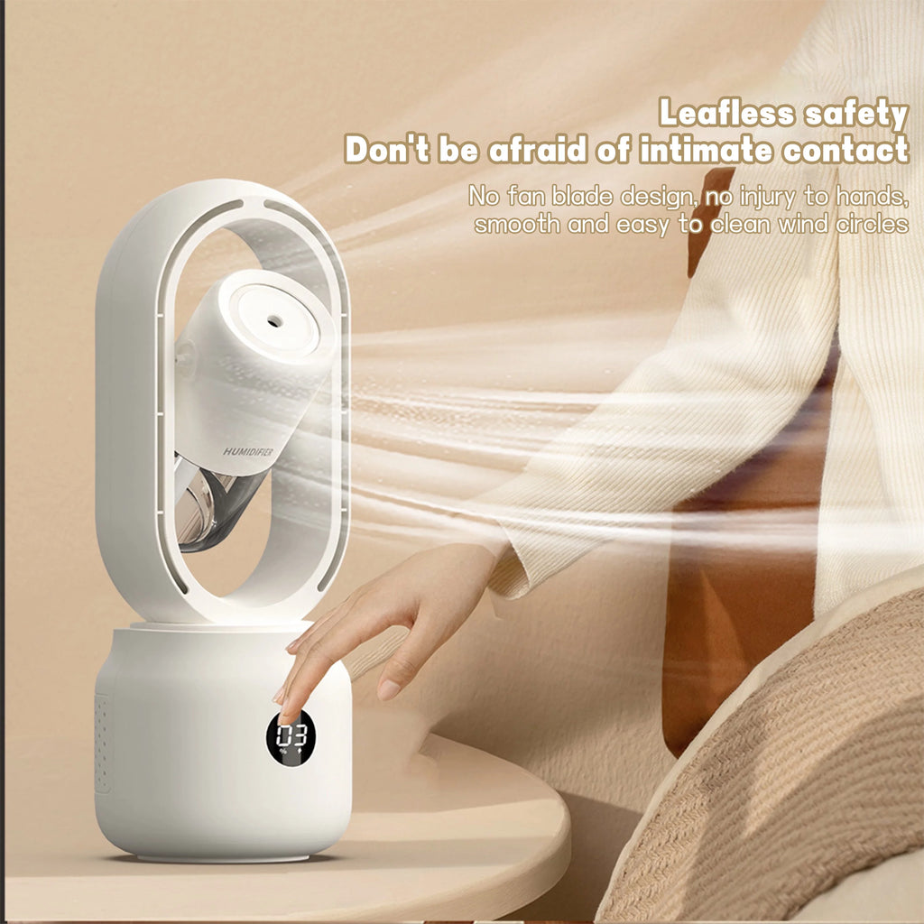 White 3 Speeds Bladeless Tower Fan with Humidifier A229