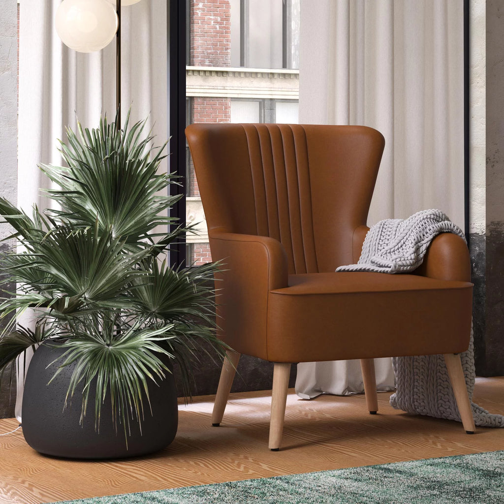 White Faux Leather Accent Chair O6378
