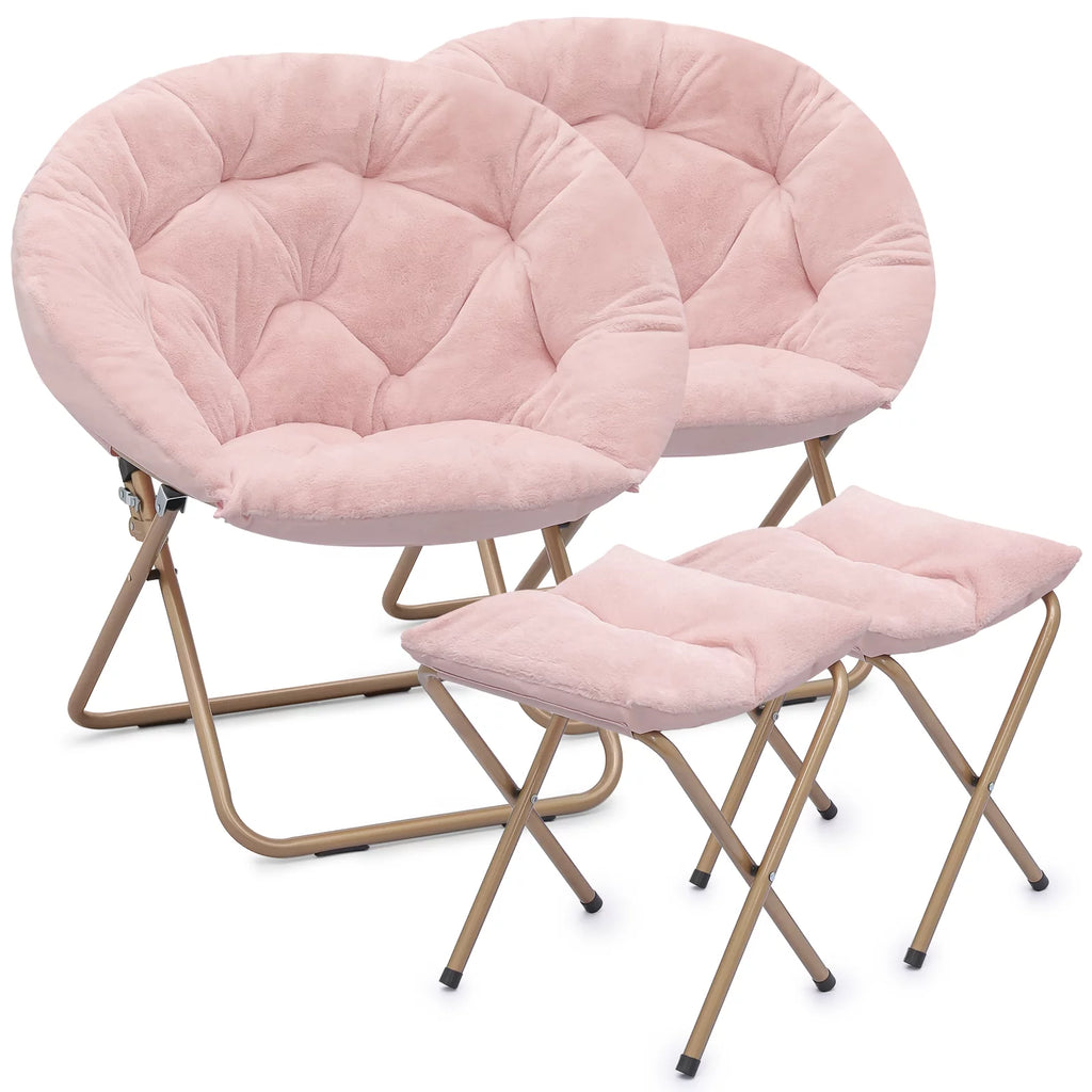 Set of 2 Oversized Folding Lounge Chair with Ottoman J726