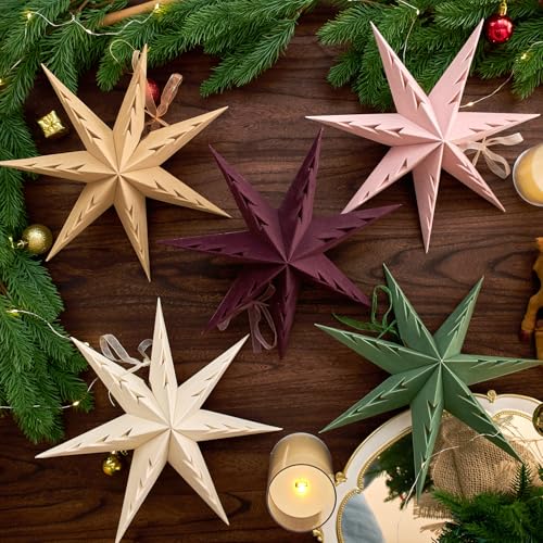 Flocked Paper Star Lantern 12 inch Foldable A6304