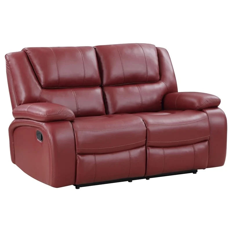 Red Faux Leather Motion Loveseat J53416