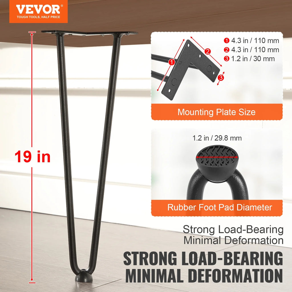 19" Solid Metal Heavy Duty Furniture Legs A45106