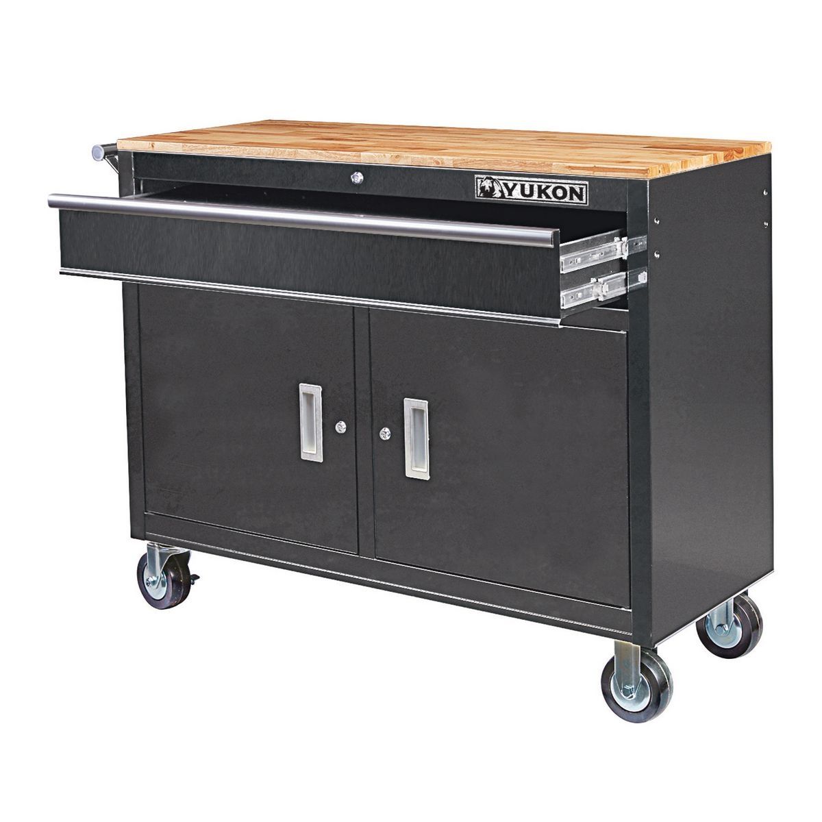 46 in. Mobile Workbench with Solid Wood Top A966