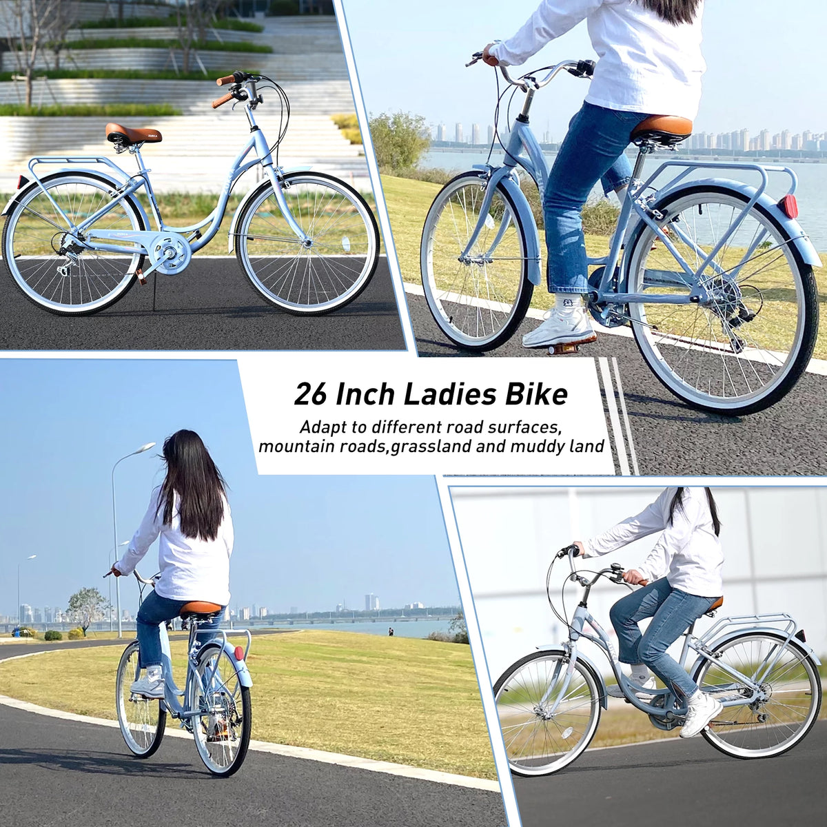 Mint Green 7 Speed Steel Frame Beach Cruiser Bike I19195