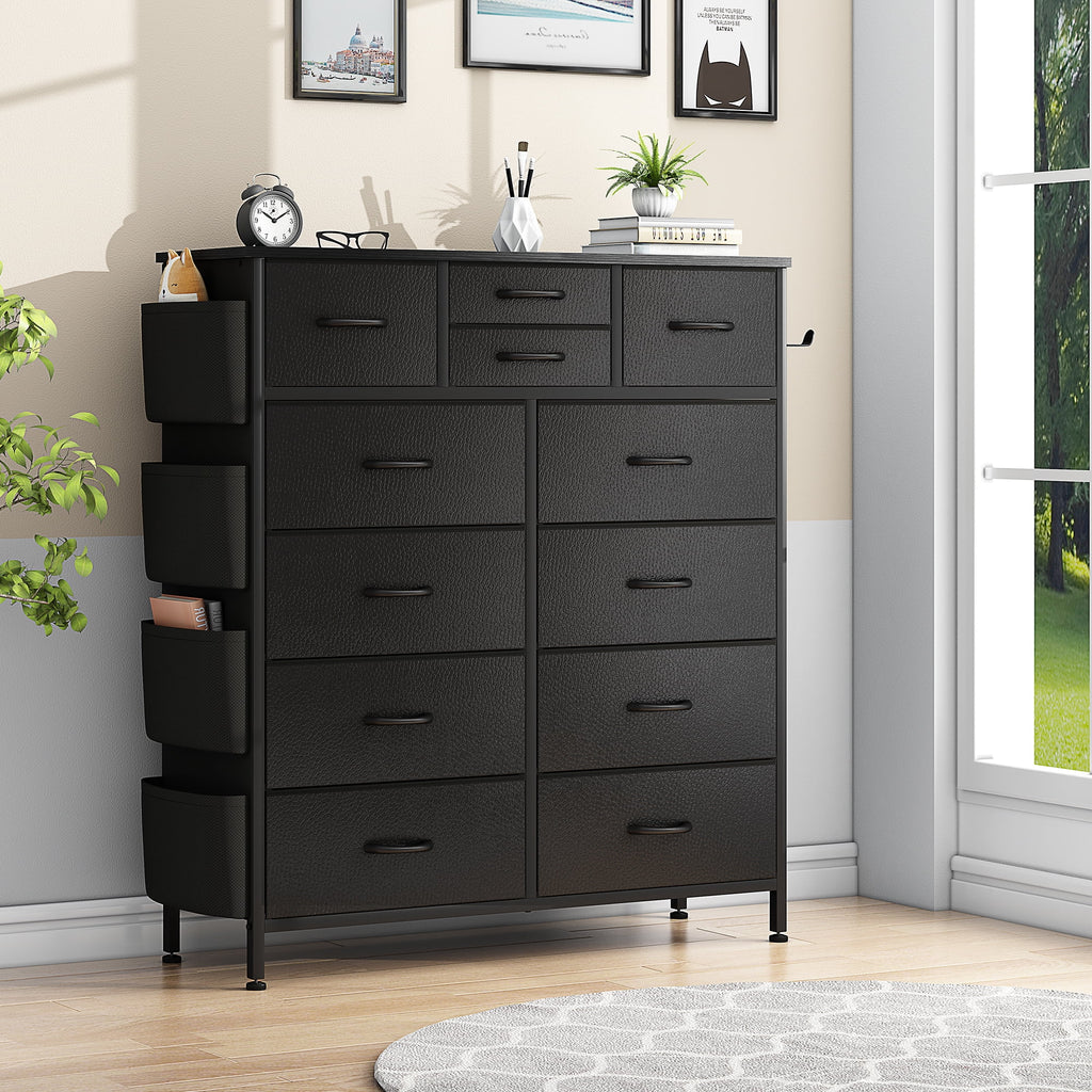 White 10 Drawer Dresser with Side Pockets and Hooks S53374