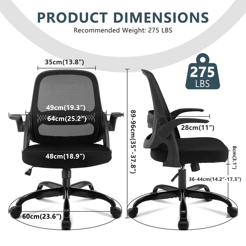 Black Office Chair with Flip-up Armrests S8700