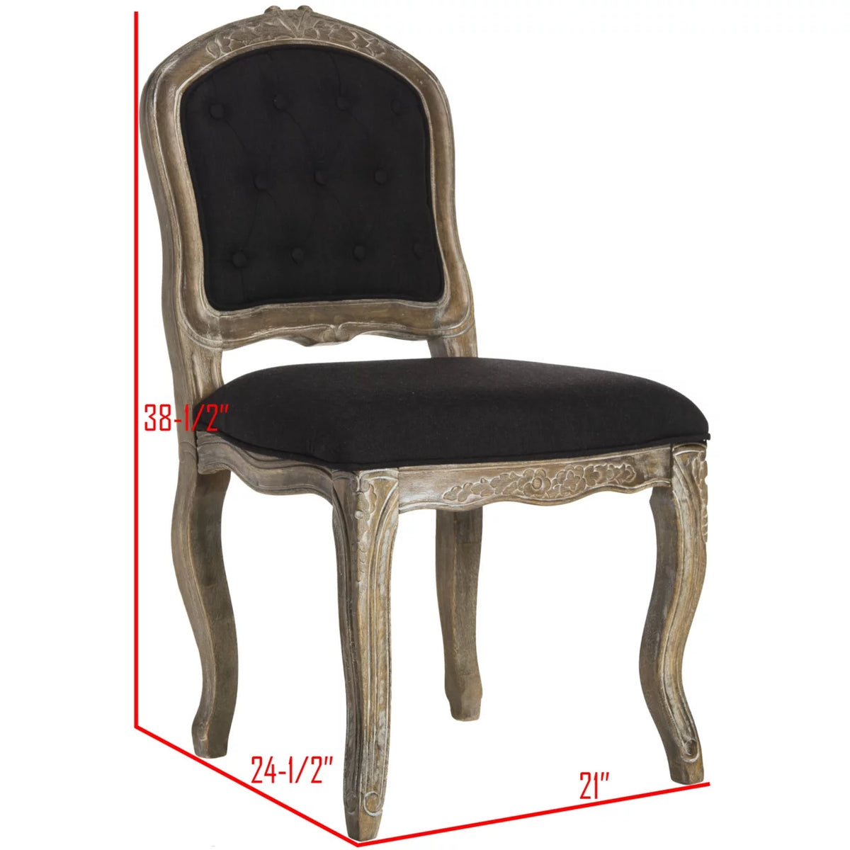 Black Rustic Oak Dining Chair Set of 2 I956001