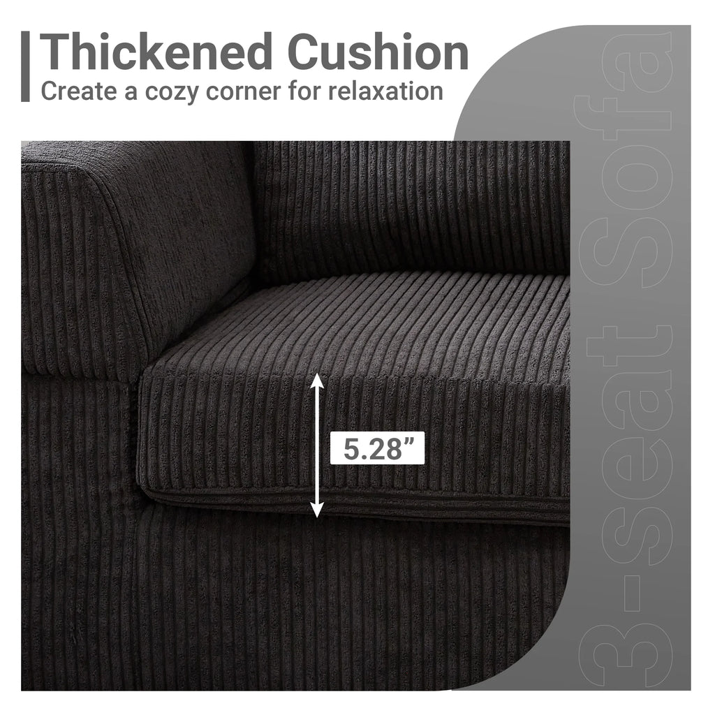 96" 3-Seat Sectional Sofa with Chaise Black W344