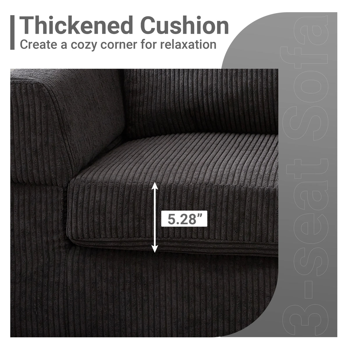 96" 3-Seat Sectional Sofa with Chaise Black W344