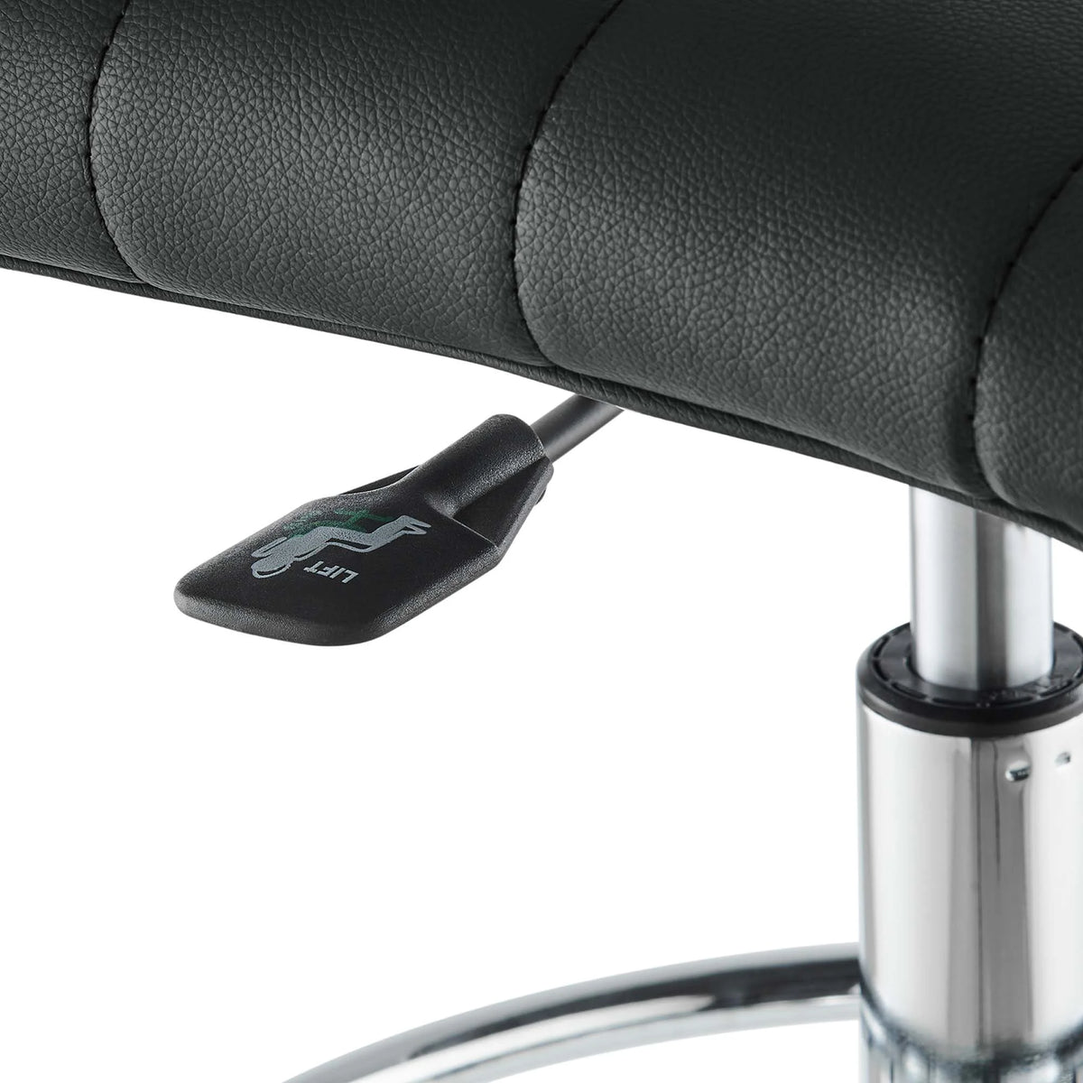 Silver Black Vegan Leather Drafting Chair L156