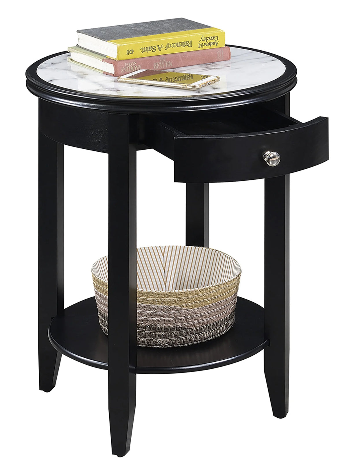 White 1 Drawer End Table with Shelf I916