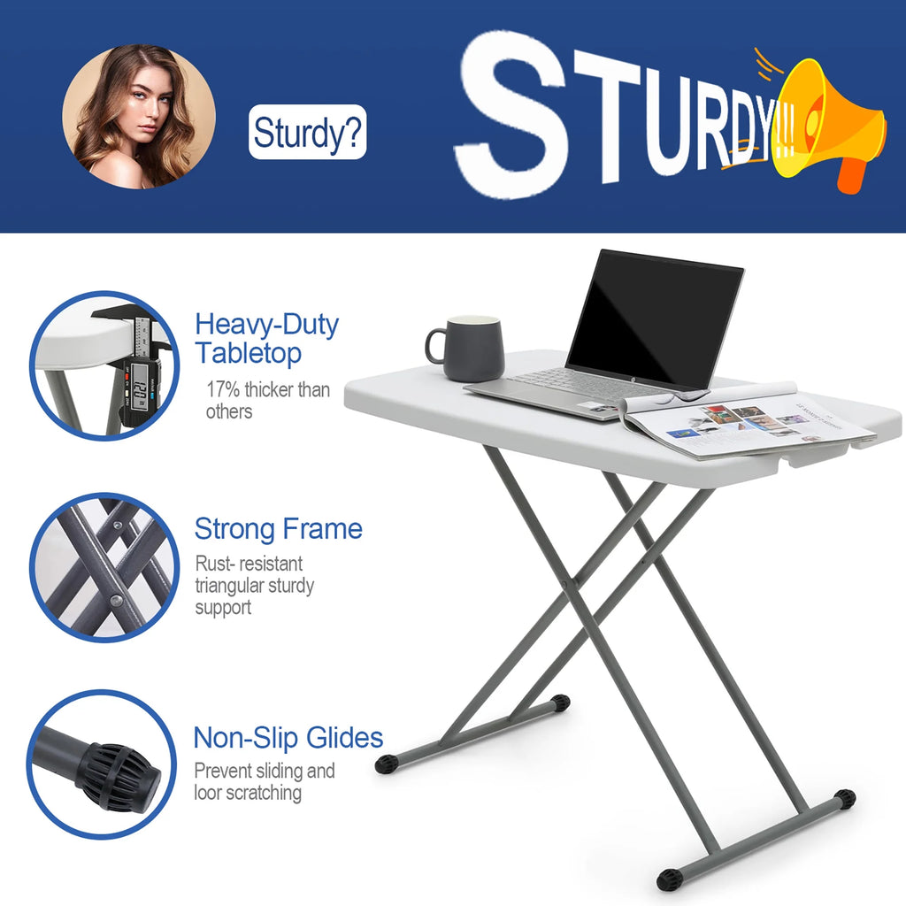Portable Folding TV Tray Table White 30 Inch O812753