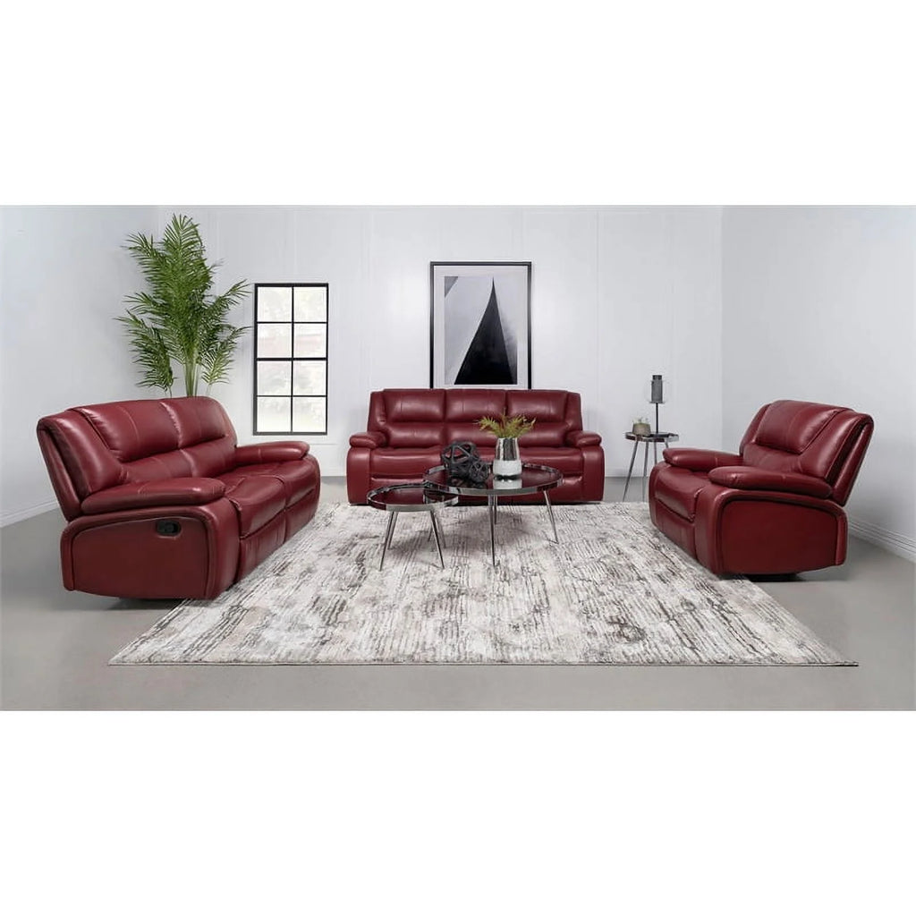 Red Faux Leather Motion Loveseat J53416