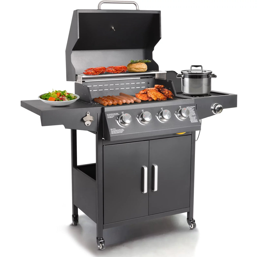 4-Burner Propane Gas Grill with Side Burner O52990
