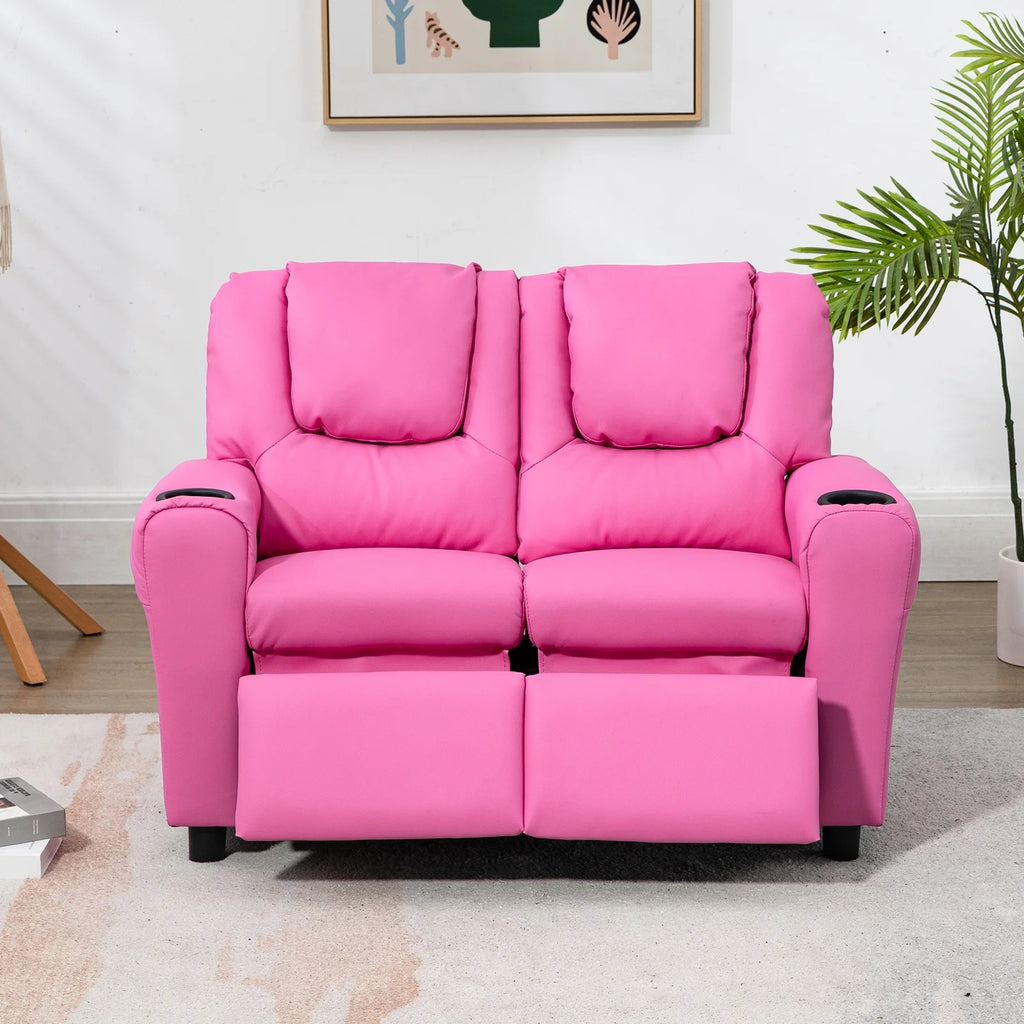 Pink PU Leather Kids Recliner Chair W4755