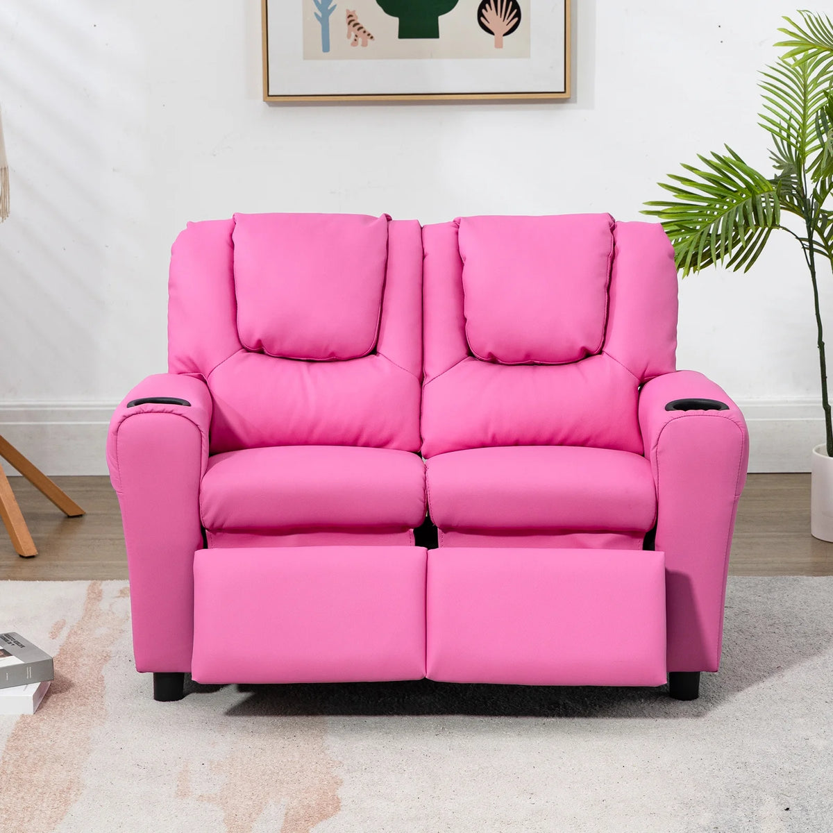 Pink PU Leather Kids Recliner Chair W4755