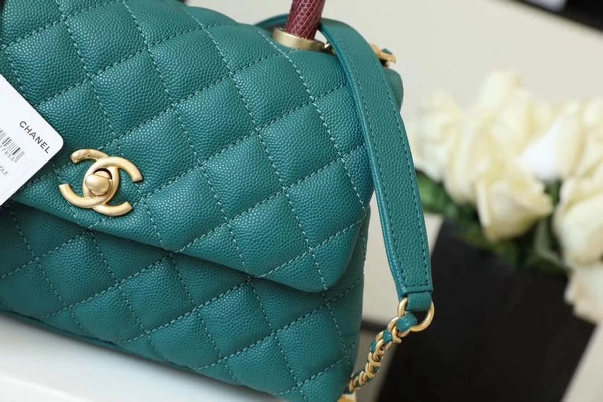 Teal Medium Flap Bag with Top Handle L821