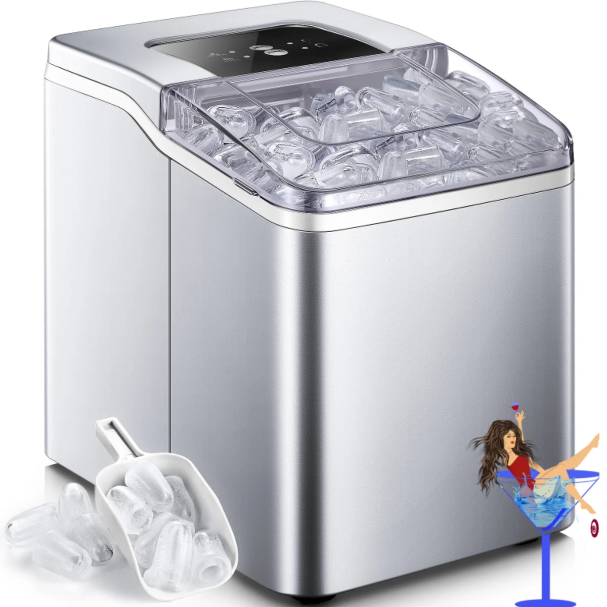 Countertop Ice Maker 2 Ice Sizes 28 lbs Self-Clean V8385