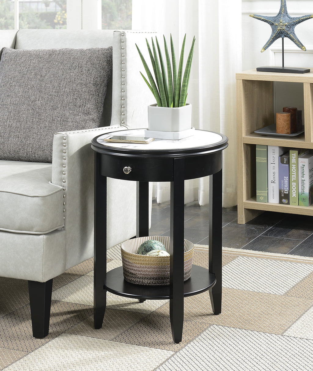 White 1 Drawer End Table with Shelf I916