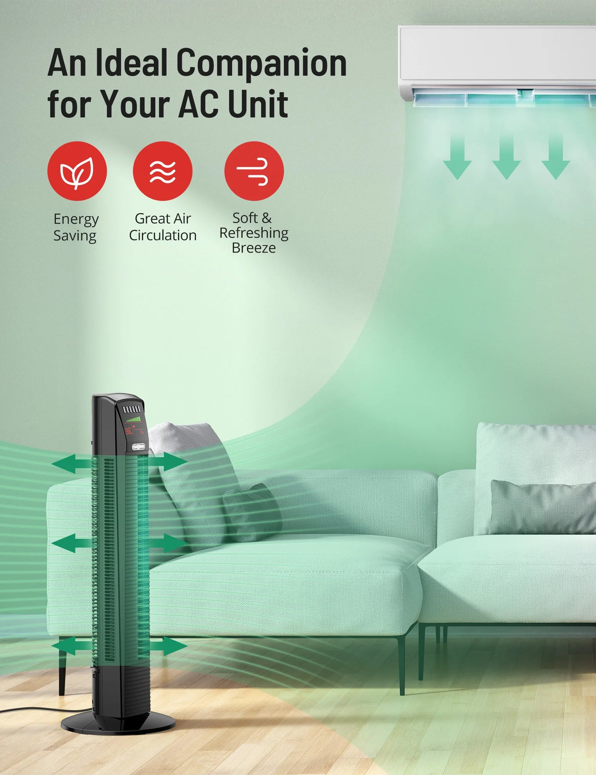 36 Standing Floor Fan with Remote, Oscillating Fan N817