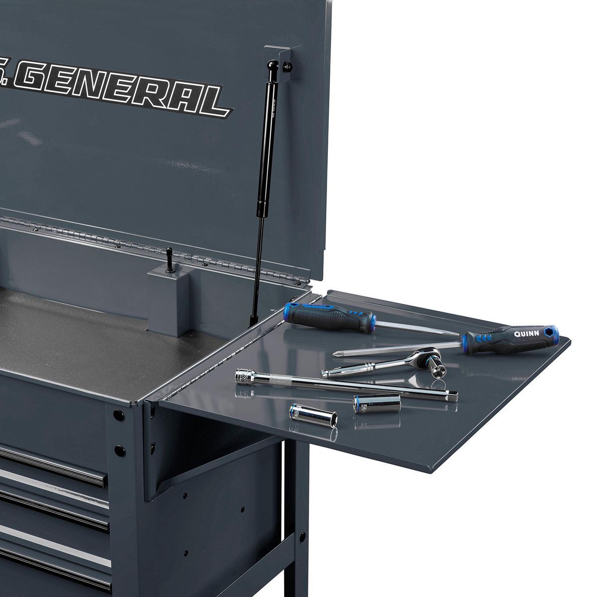 Folding Side Tray for 4-Drawer Tech Cart, Slate Gray L71392