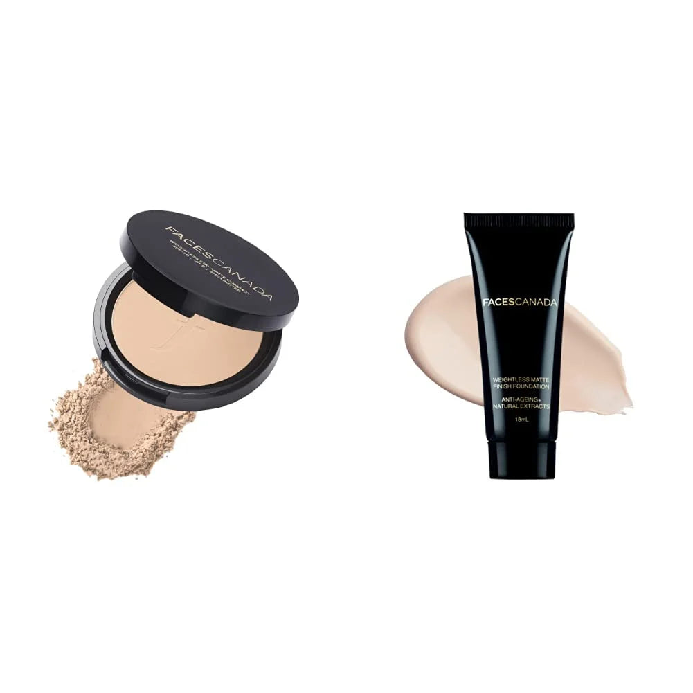 Matte Compact Vitamin E & Shea Butter SPF-20 Ivory 01, 9 g and Matte Finish Foundation Mini Ivory 18 ml C515
