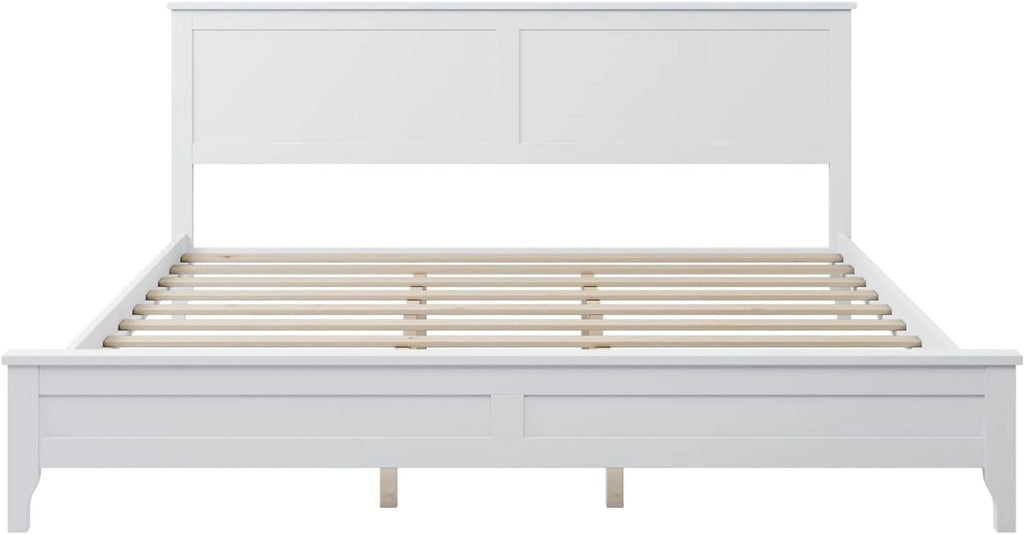 White King Size Solid Wood Platform Bed Z773787
