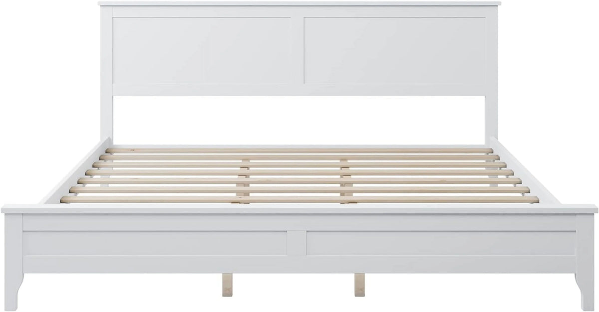 White King Size Solid Wood Platform Bed Z773787