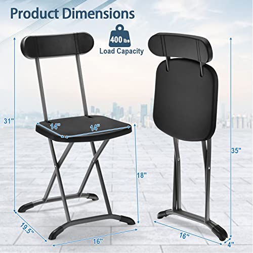 Black 400lbs Plastic Folding Chair Set with Steel Frame K42702