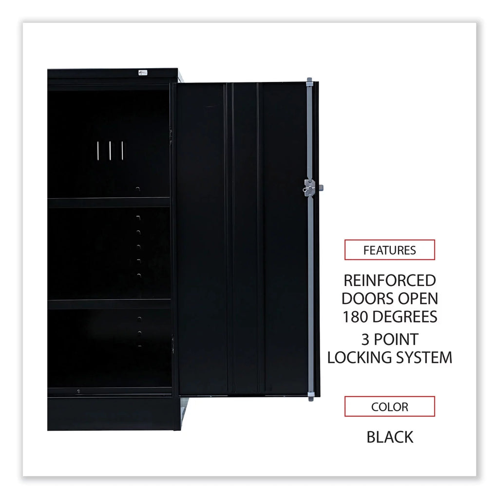 Black Heavy-Duty Welded Storage Cabinet with Two Adjustable Shelves B9631