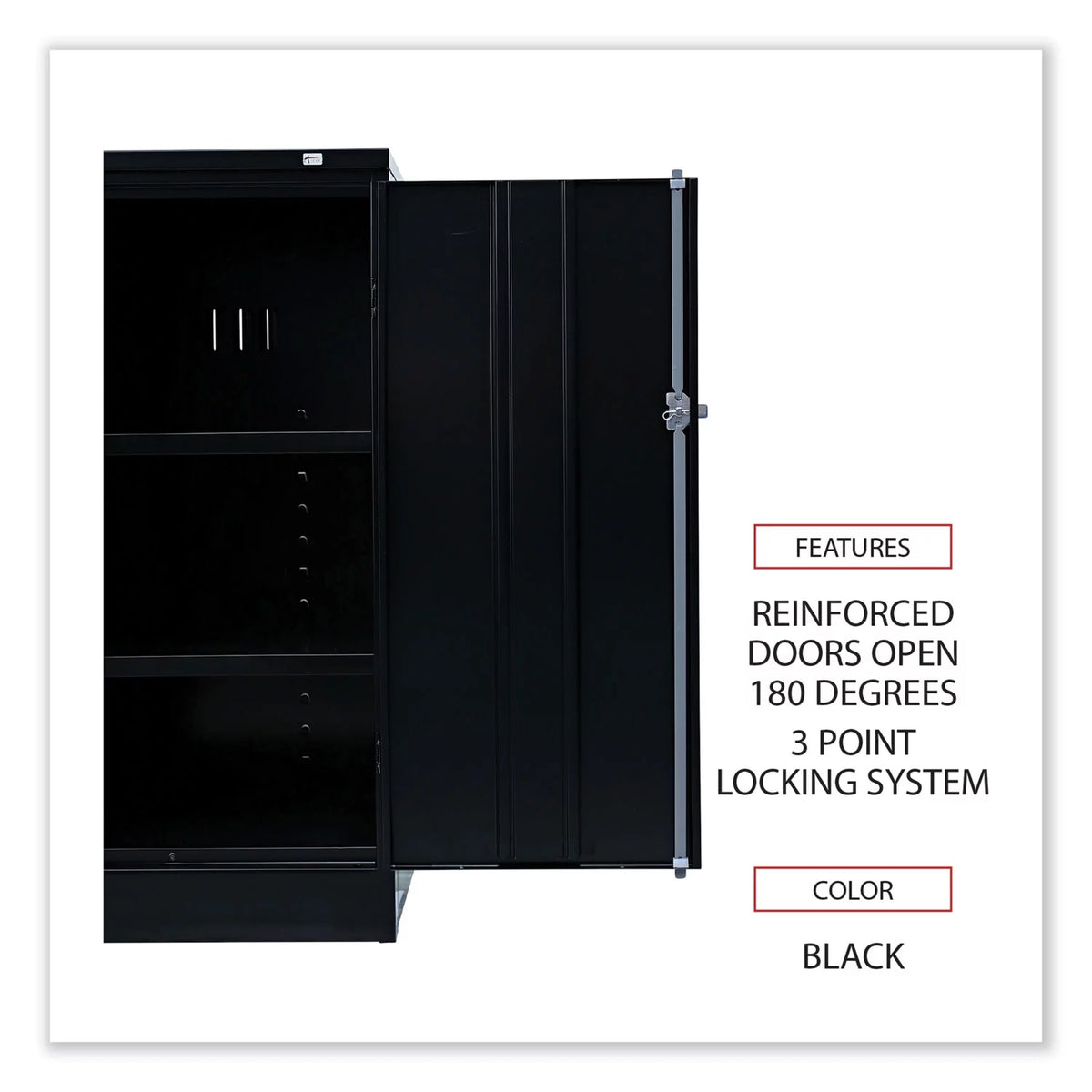Black Heavy-Duty Welded Storage Cabinet with Two Adjustable Shelves B9631