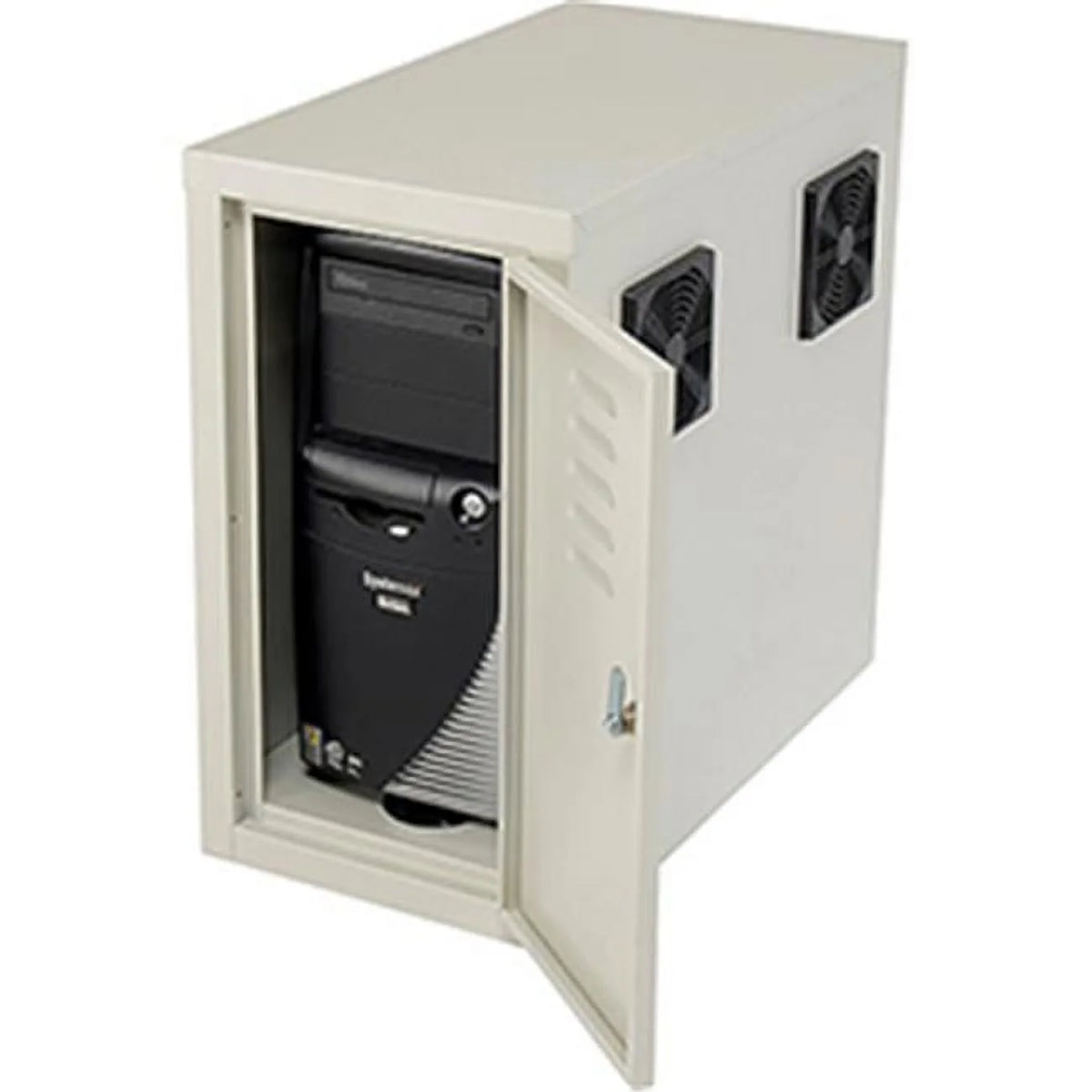 Beige Computer CPU Side Cabinet with 2 Exhaust Fans I677642