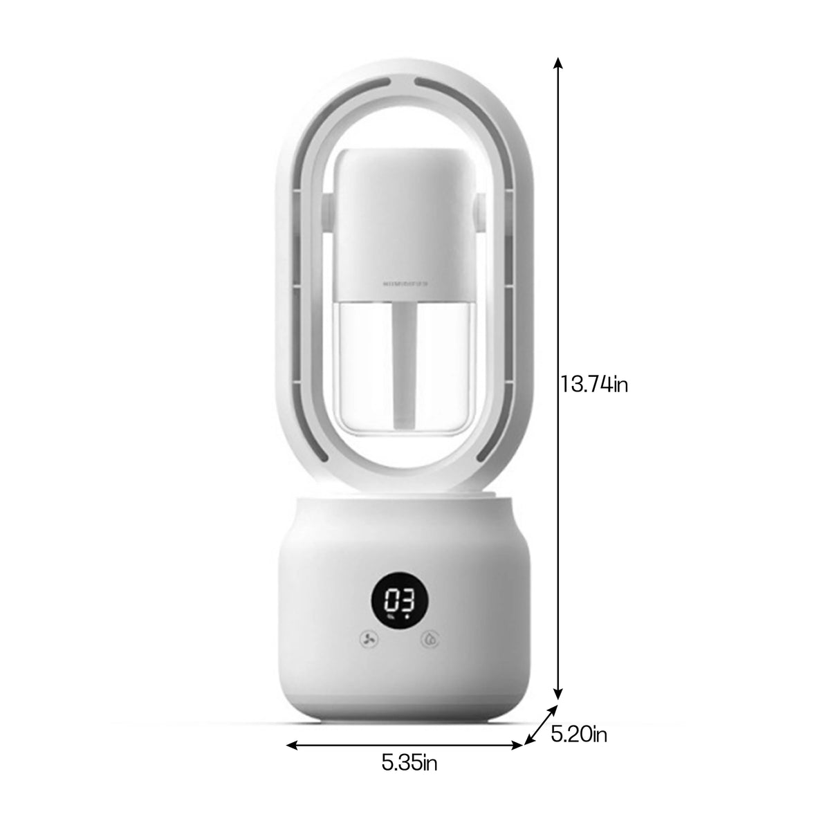 White 3 Speeds Bladeless Tower Fan with Humidifier A229