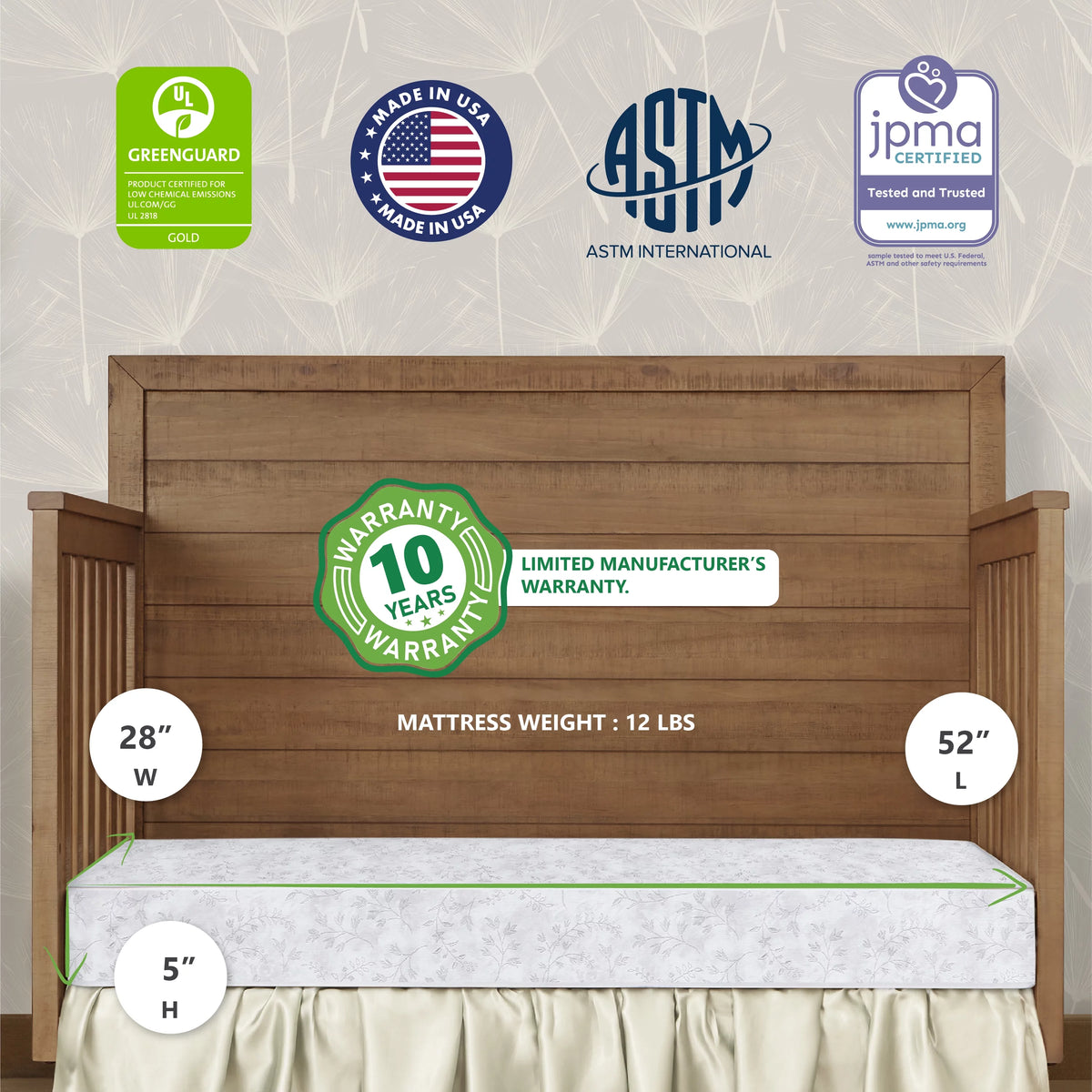 5" 88 Coil Crib & Toddler Mattress Z552340