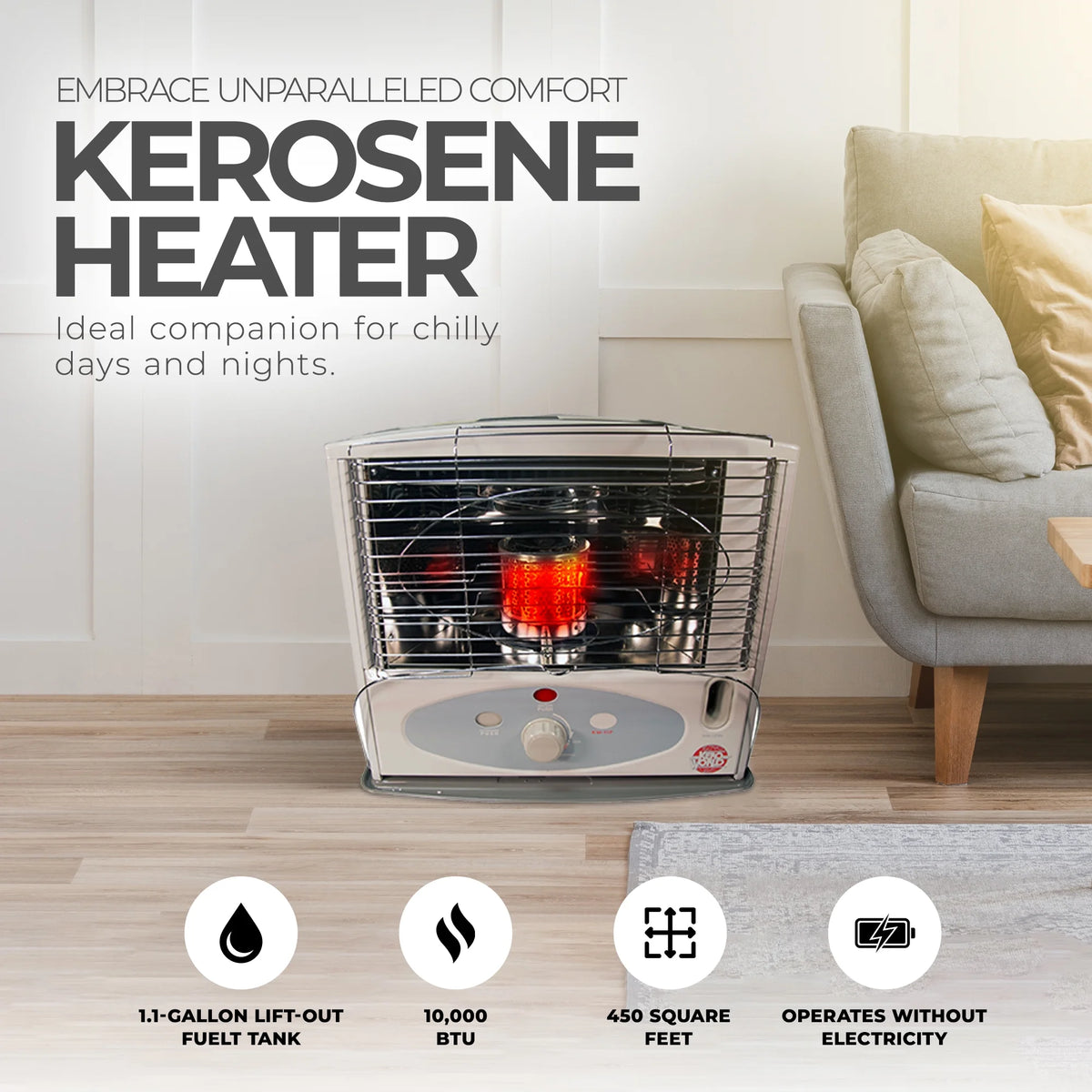 10,000 BTU Kerosene Wick Heater L79254