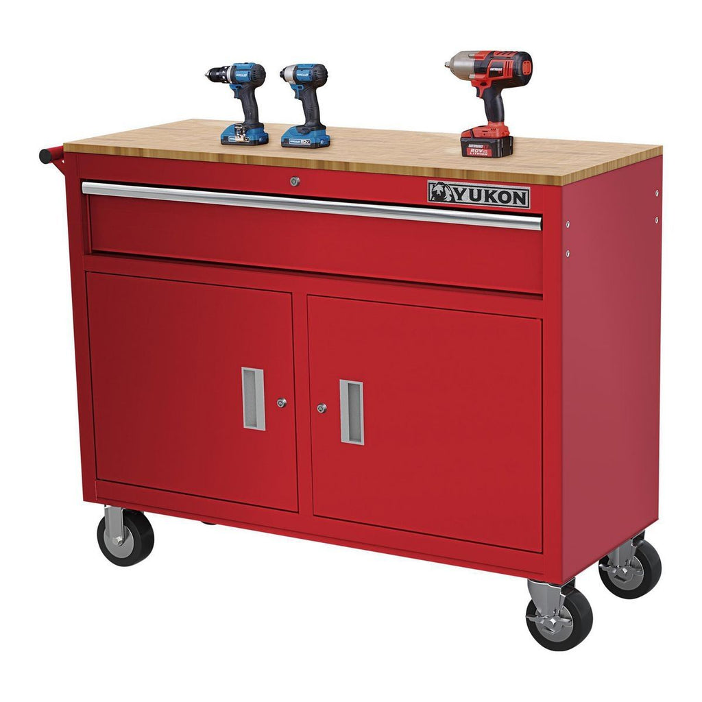46 in. Mobile Workbench with Solid Wood Top A966