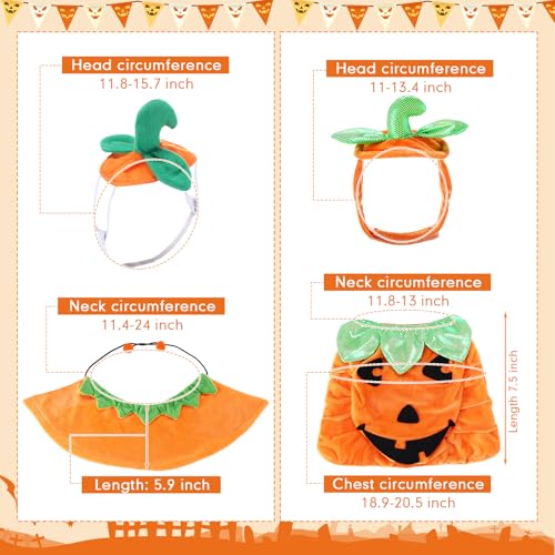 2 Sets Pet Pumpkin Costume Cat Halloween Cloak Hat Set B815594