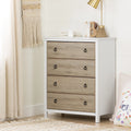 4 Drawers Dresser Pure White and Rustic Oak D29609
