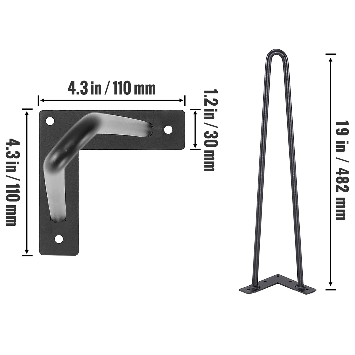 19" Solid Metal Heavy Duty Furniture Legs A45106