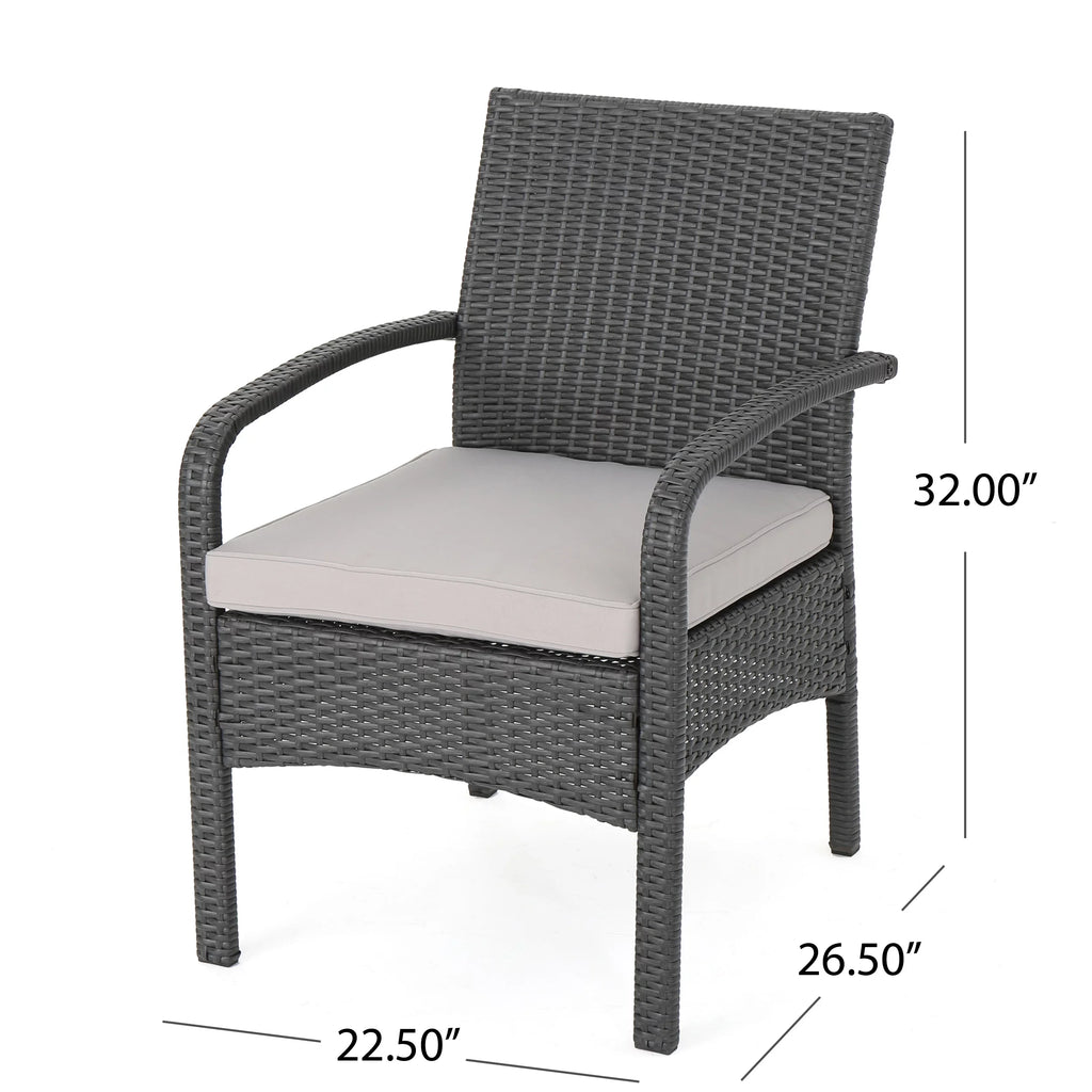 Outdoor Wicker Club Chairs with Cushion, Set of 2, Gray F165433
