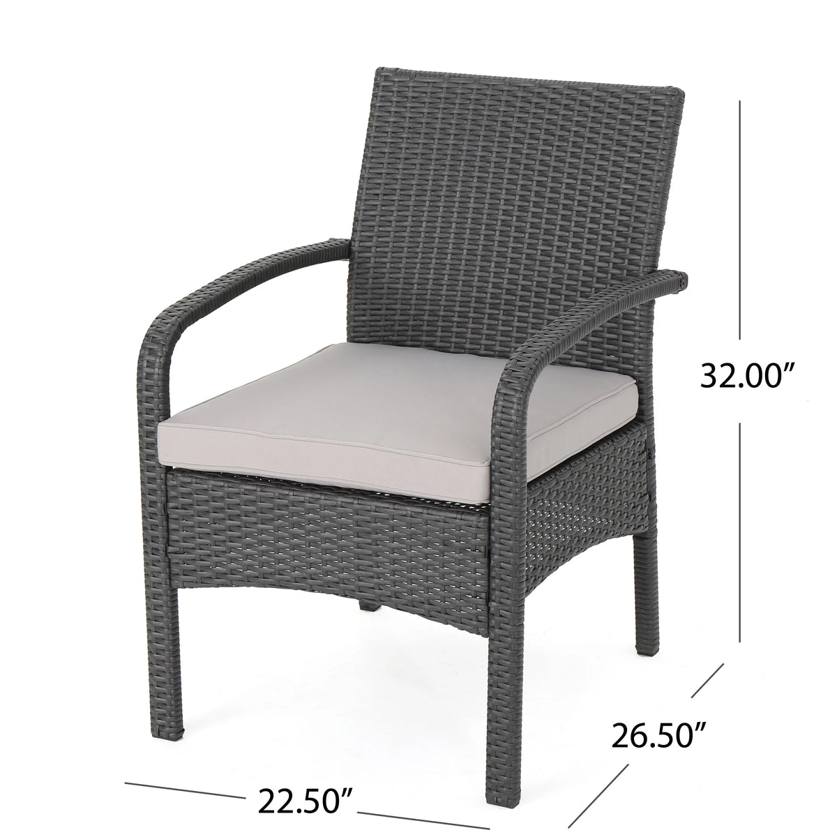 Outdoor Wicker Club Chairs with Cushion, Set of 2, Gray F165433