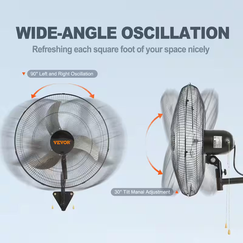 20 in. 3-Speed Oscillating Wall Mount Fan J788