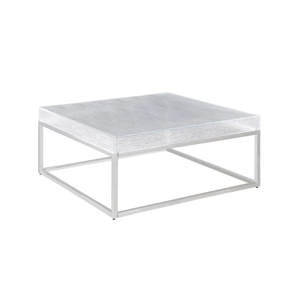 Contemporary Square Cocktail Table with Acrylic Top & Steel Frame K802
