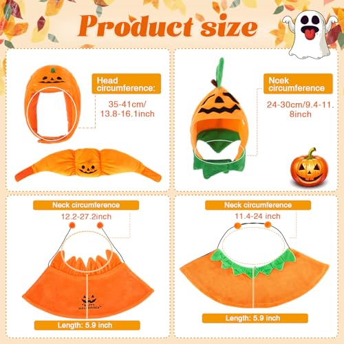 2 Sets Pet Pumpkin Costume Cat Halloween Cloak Hat Set B815594