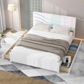 Queen Size Wood Platform Bed Frame with Headboard and 4 Storage Drawers E1194