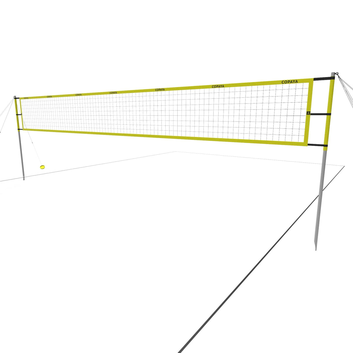 Portable Beach Volleyball Set Adjustable Heights Yellow R386