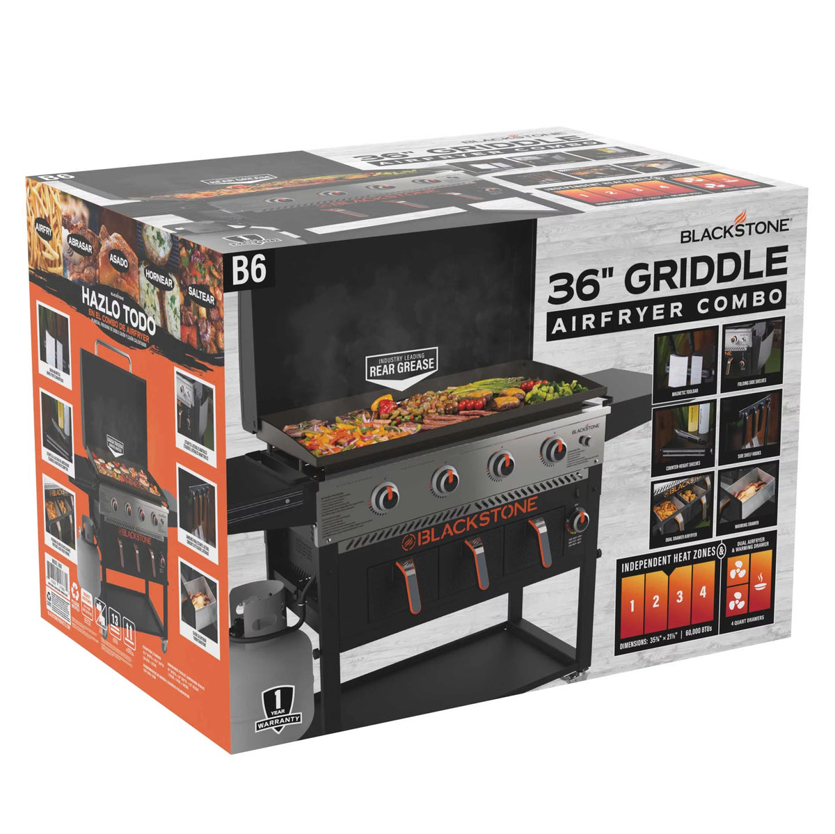 4-Burner Propane Griddle with Air Fryer and Hood L21687